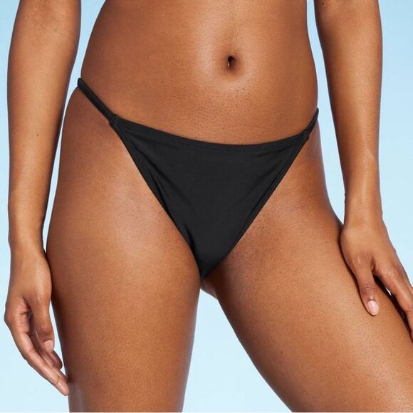NWT Wild Fable XXS (00) Black Side Extra Cheeky High Leg Bikini Swim Bottom - Picture 1 of 8